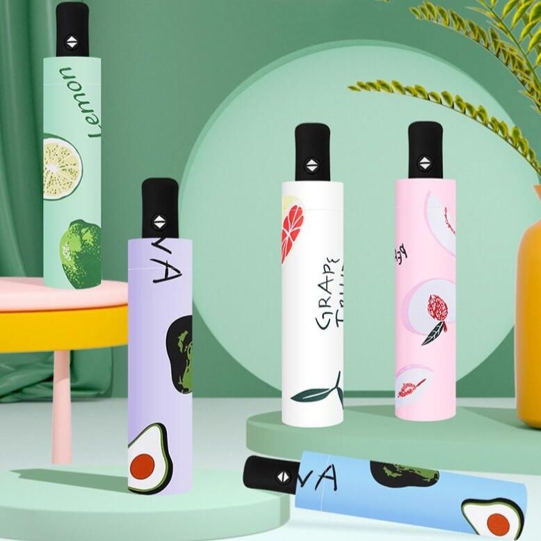 果物柄折りたたみ日傘 軽量自動開閉 紫外線カット晴雨兼用