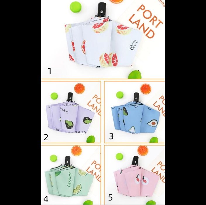 果物柄折りたたみ日傘 軽量自動開閉 紫外線カット晴雨兼用