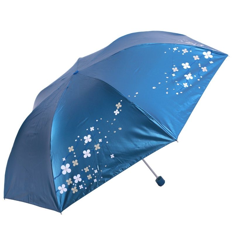 日傘 花柄刺繍の晴雨兼用折りたたみ日傘