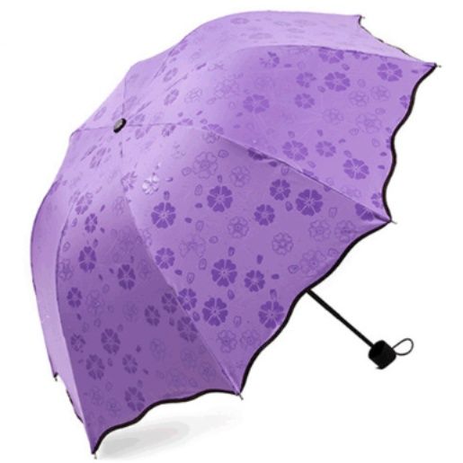 日傘 遇水開花 荷葉縁フラワー柄晴雨兼用　おしゃれ日傘