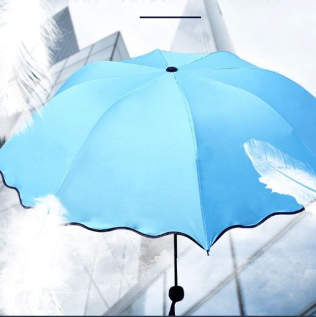 日傘 遇水開花 荷葉縁フラワー柄晴雨兼用　おしゃれ日傘