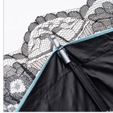 日傘 花刺繍レース縁取り折りたたみ　おしゃれ日傘