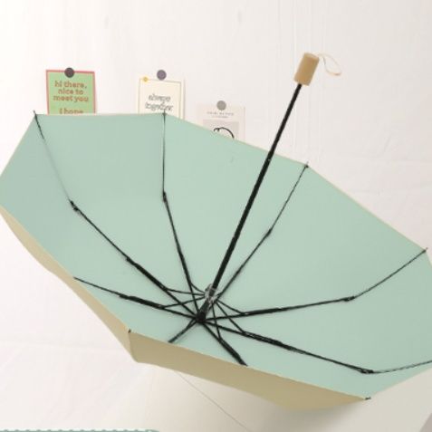 日傘 リボン飾り付き木製持ち手　折りたたみ日傘