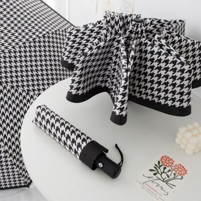 日傘 経典千鳥格子柄晴雨兼用折りたたみ　おしゃれ日傘