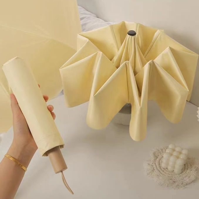 日傘 木製持ち手リボン付き　折りたたみ日傘