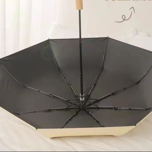 日傘 木製持ち手リボン付き　折りたたみ日傘