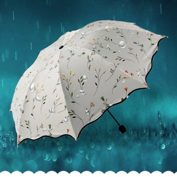 日傘 小花刺繍のスカラップ縁取り　おしゃれ日傘