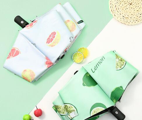 果物柄折りたたみ日傘 軽量自動開閉 紫外線カット晴雨兼用