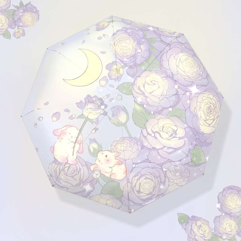 日傘 月光花柄の折りたたみ傘