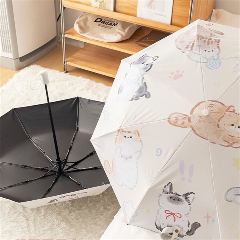 晴雨兼用日傘 三段折りたたみ 動物柄 紫外線対策 軽量