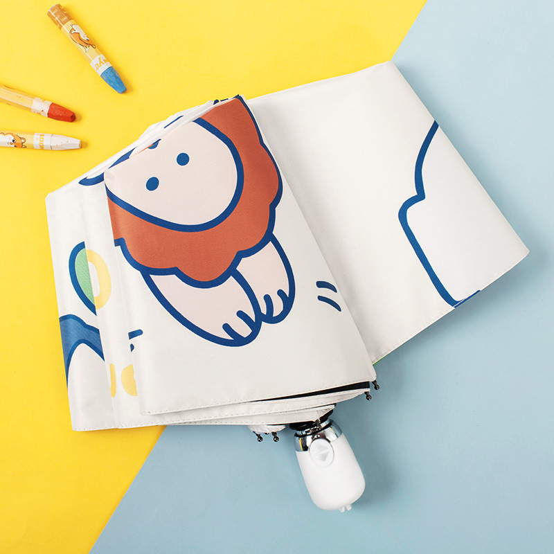 日傘 キュートな猫と笑顔モチーフ折りたたみ日傘