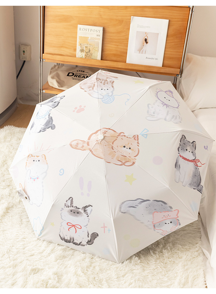 晴雨兼用日傘 三段折りたたみ 動物柄 紫外線対策 軽量