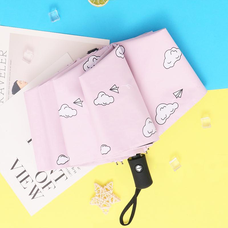 日傘 雲と紙飛行機柄の晴れやか折りたたみ日傘