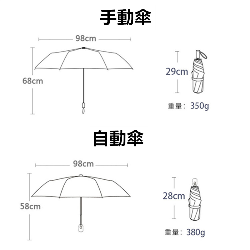 晴雨兼用日傘 自動開閉 折りたたみ傘 紫外線カット 軽量