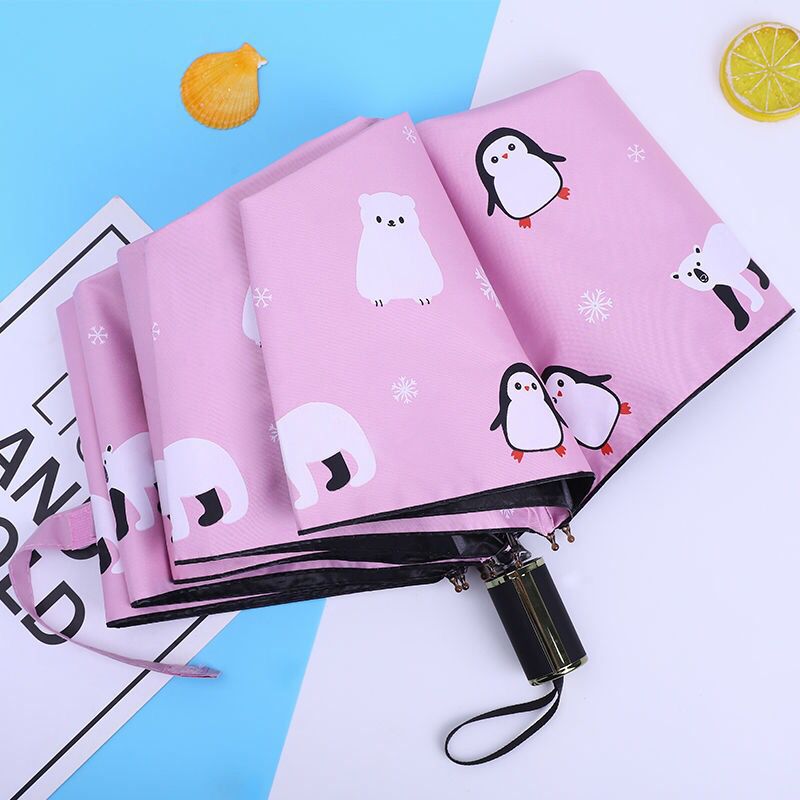 日傘 可愛い動物と空柄の晴雨兼用折りたたみ傘