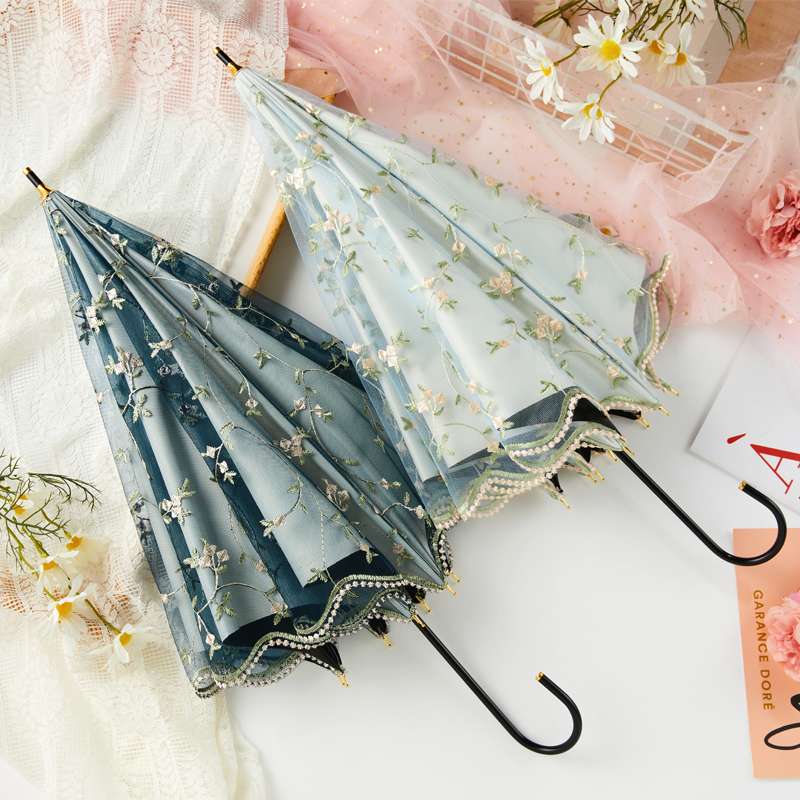 日傘 優雅な花刺繍パラソル