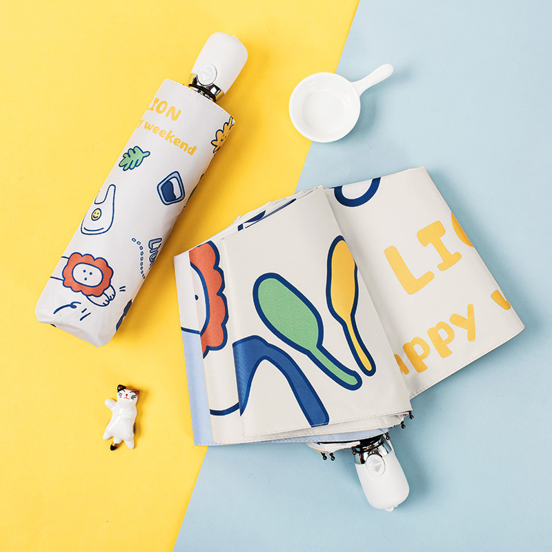 おしゃれ日傘笑顔と動物の可愛いイラスト