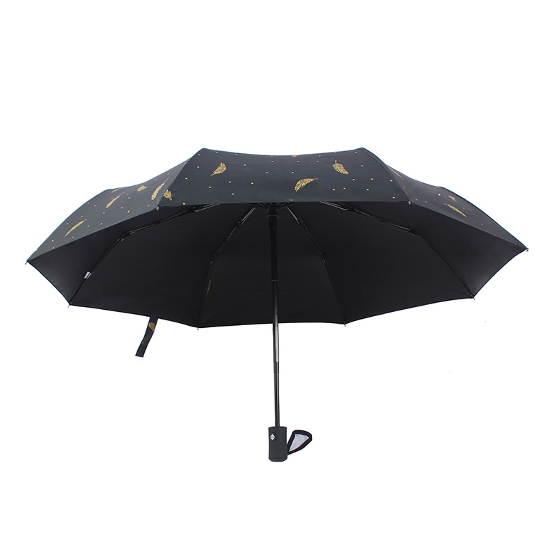 日傘 羽根モチーフ刺繍の晴雨兼用　折りたたみ日傘