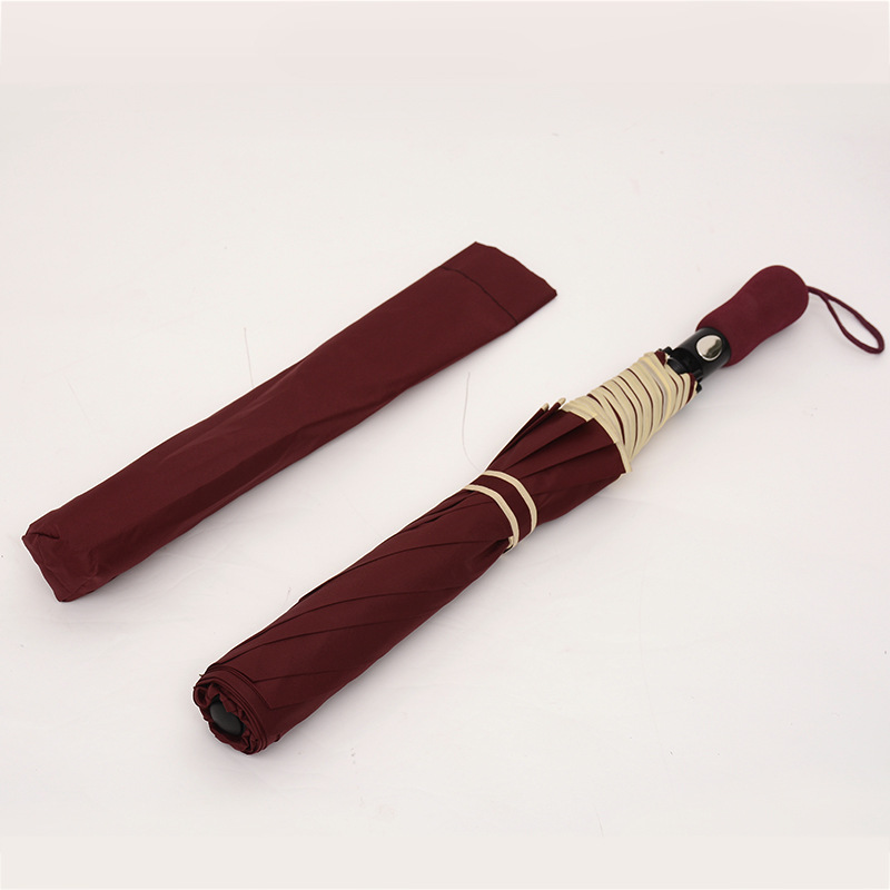 配色ライン入り折りたたみ日傘