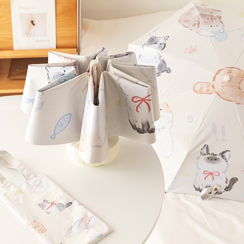 晴雨兼用日傘 三段折りたたみ 動物柄 紫外線対策 軽量