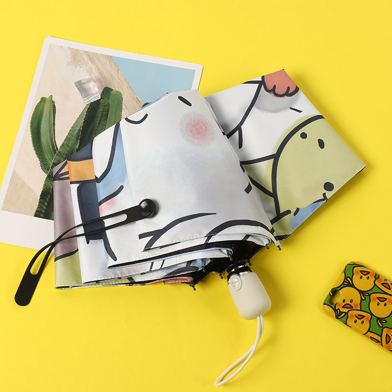 日傘 愛らしい猫たちの集合柄晴雨兼用折りたたみ傘