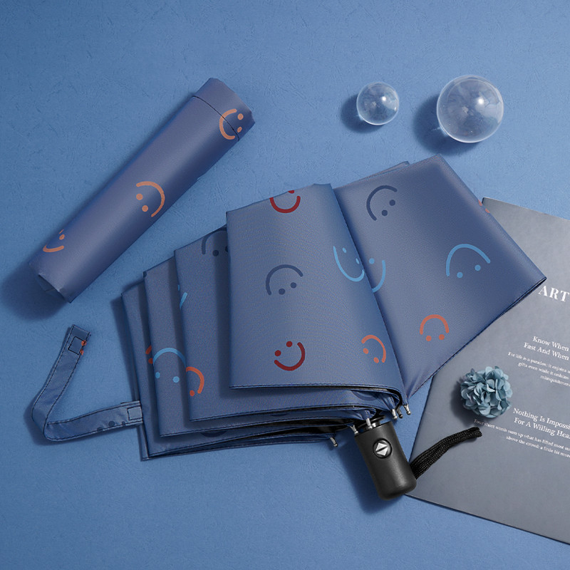 日傘 スマイル柄遮光折りたたみ日傘軽量携帯用