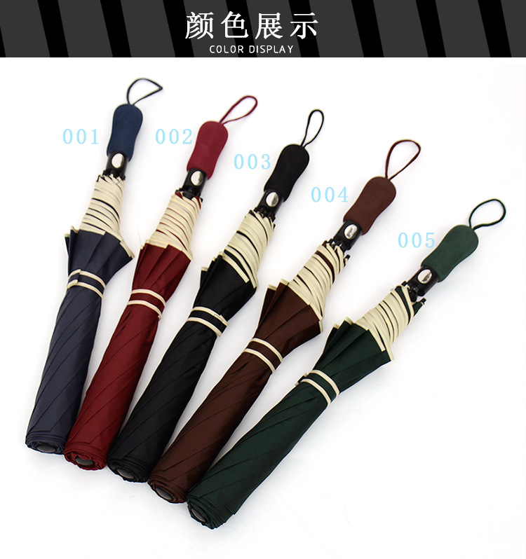 配色ライン入り折りたたみ日傘