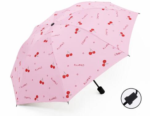 折りたたみ日傘 軽量自動開閉 可愛いさくらんぼ柄 紫外線遮光晴雨兼用
