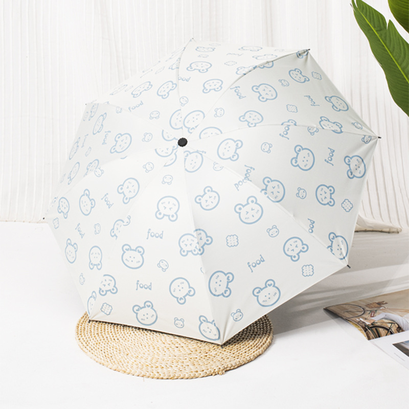 日傘 愛らしい動物と花柄の晴雨兼用折りたたみ傘