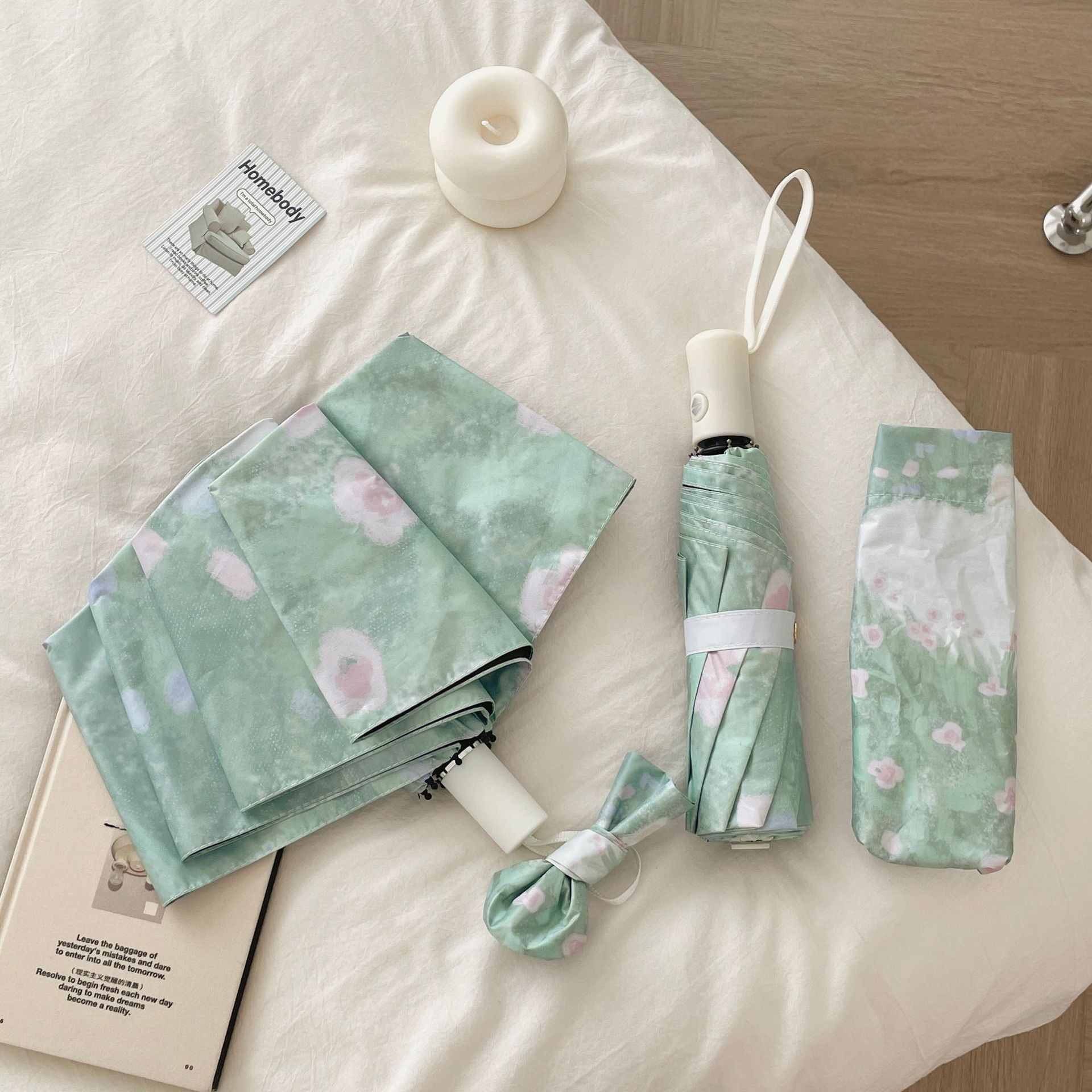 晴雨兼用日傘 三段折りたたみ 紫外線対策 軽量 花柄