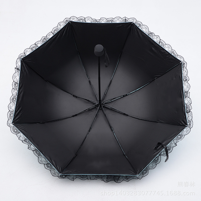 日傘 花刺繍レース縁取り折りたたみ　おしゃれ日傘