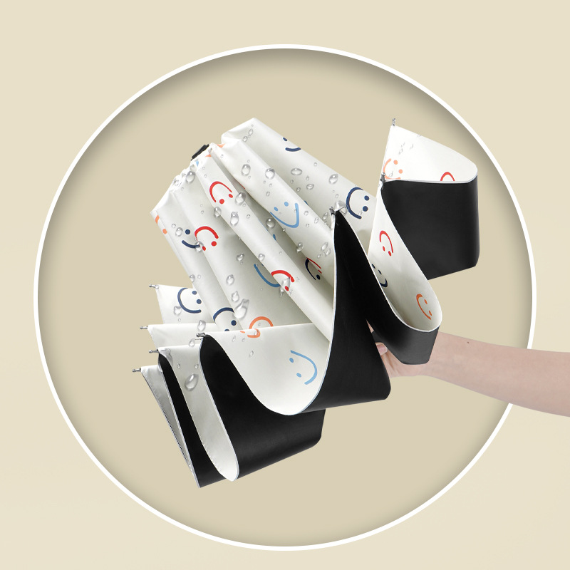 日傘 スマイル柄遮光折りたたみ日傘軽量携帯用