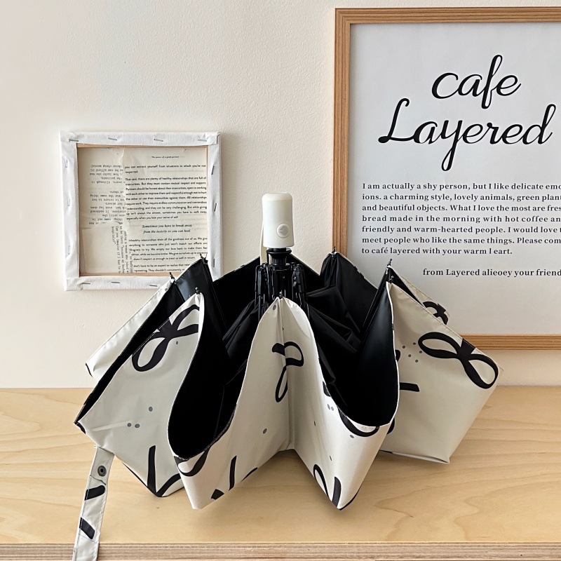 晴雨兼用日傘 折りたたみ リボン柄 紫外線カット 遮熱 男女兼用