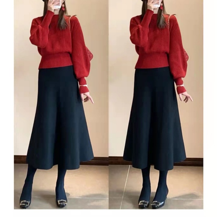 赤コーデ ガーリーフレアワンピースセット