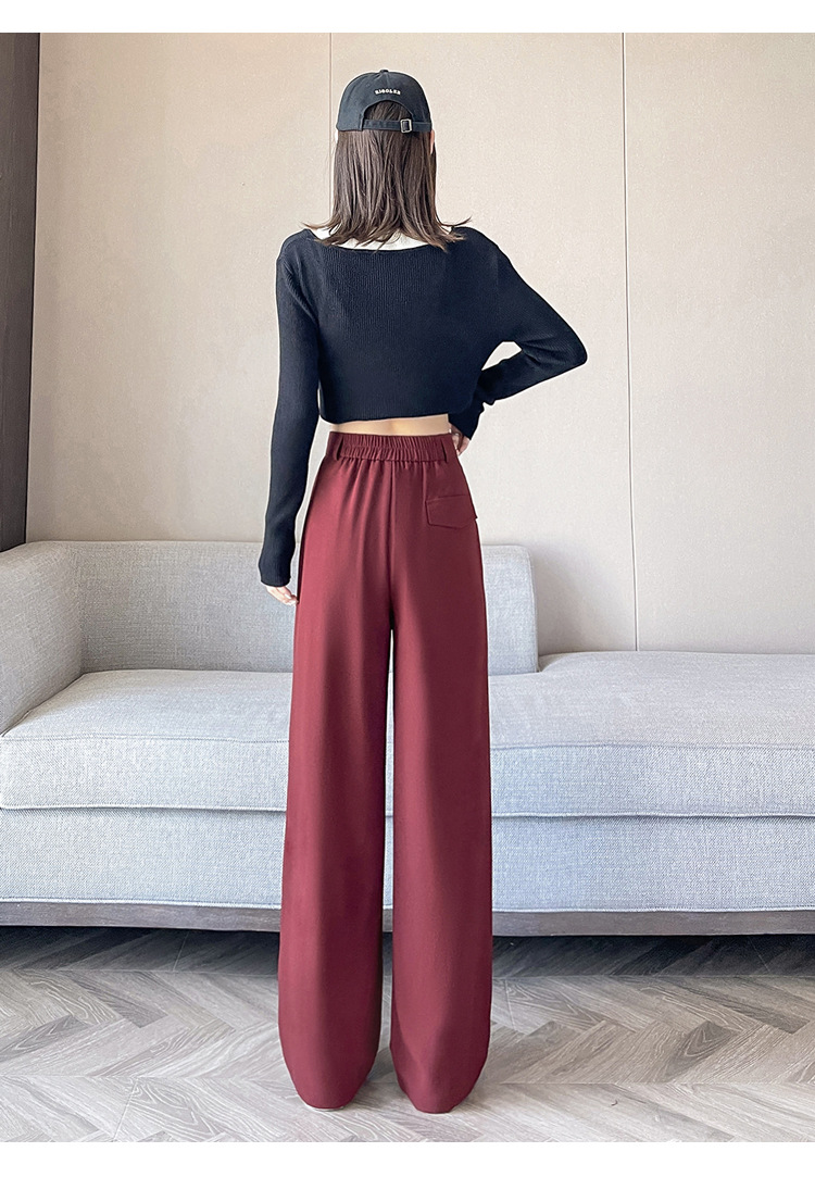 赤コーデ 赤コーデ 優雅なワイドシルエットパンツ