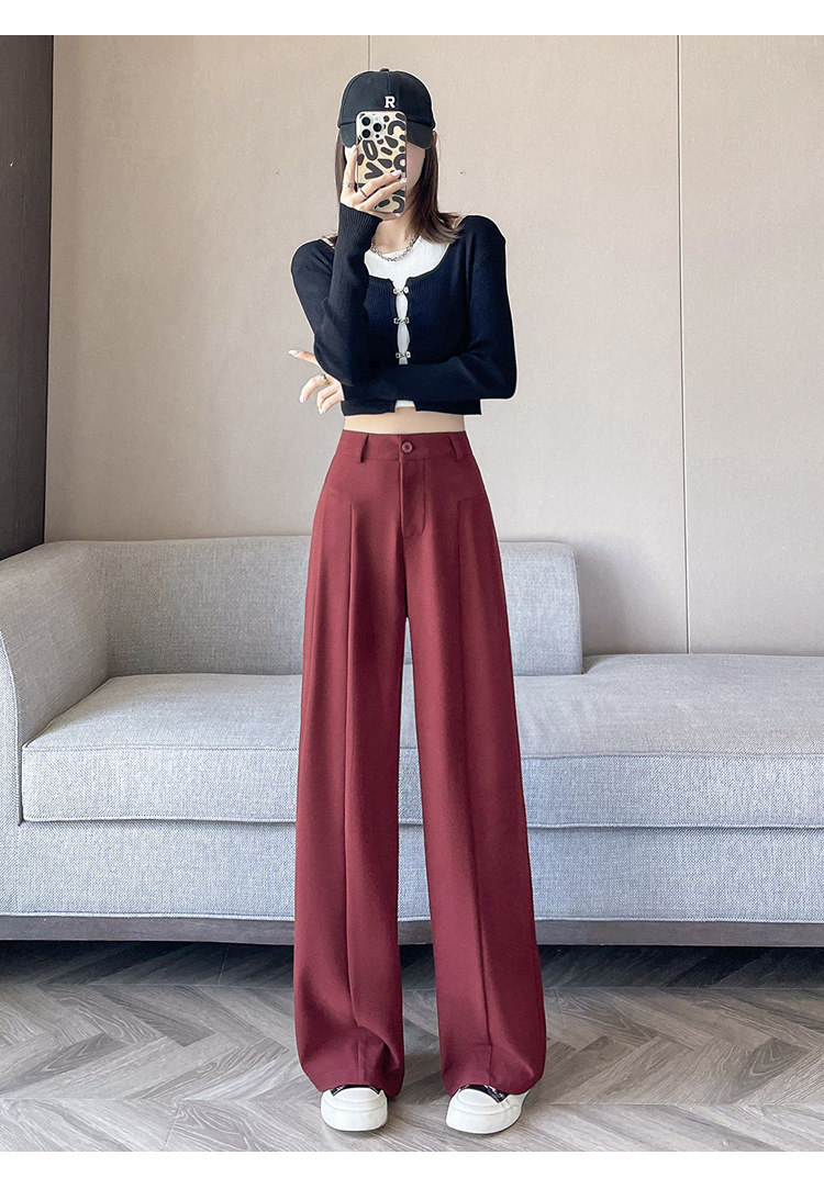 赤コーデ 赤コーデ 優雅なワイドシルエットパンツ