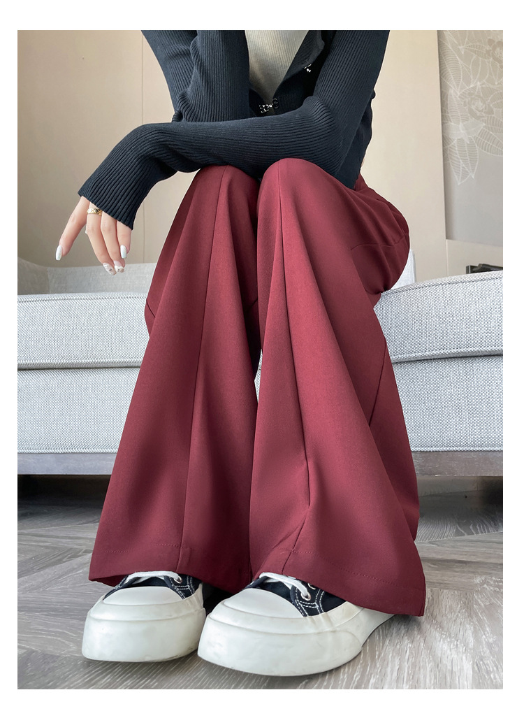 赤コーデ 赤コーデ 優雅なワイドシルエットパンツ