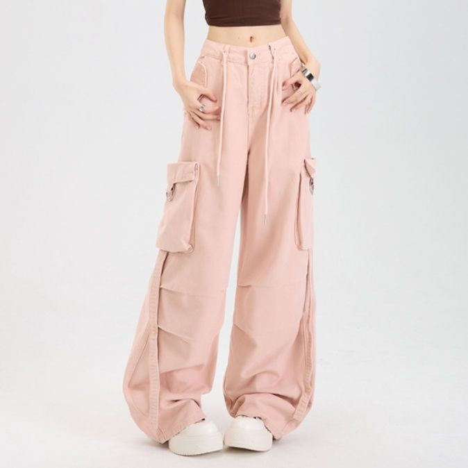 ダンス衣装 多機能ポケット付きワイドカーゴパンツ