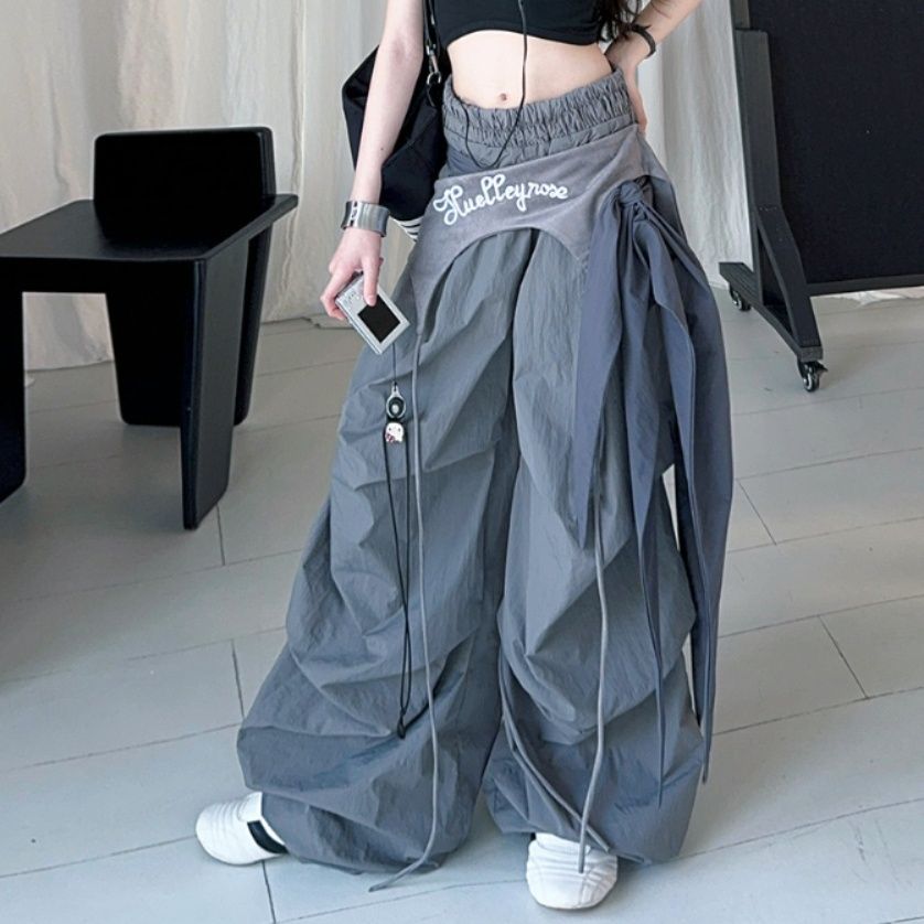 ダンス衣装 立体ドレープデザイン超ワイドストリート系パンツ
