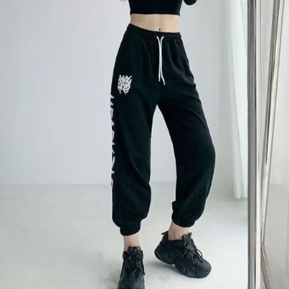 ダンス衣装 裾ゴムロゴプリントストリートダンスパンツ