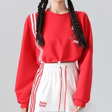 ダンス衣装 サイドライン入りスポーティー長袖トップス