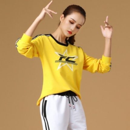 ダンス衣装 袖ラインデザイン長袖トレーナートップス