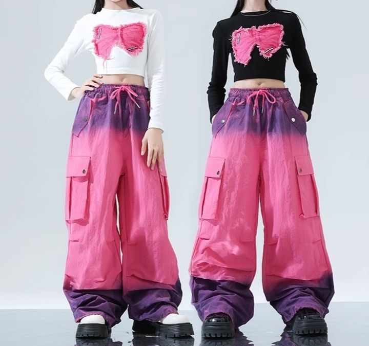 キッズダンス衣装 女の子セットアップ ヒップホップ風グラデーション