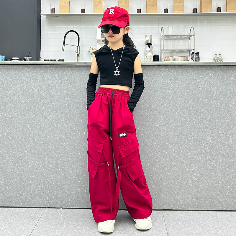 キッズダンス衣装 キッズ ワイドカーゴパンツ 大きめポケット付き