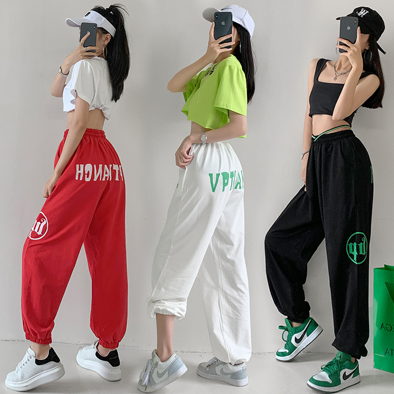 キッズダンス衣装 文字プリント入りゆったりバルーンダンスパンツ
