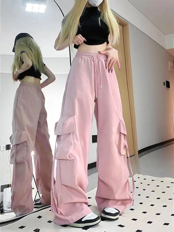 ダンス衣装 多機能ポケット付きワイドカーゴパンツ