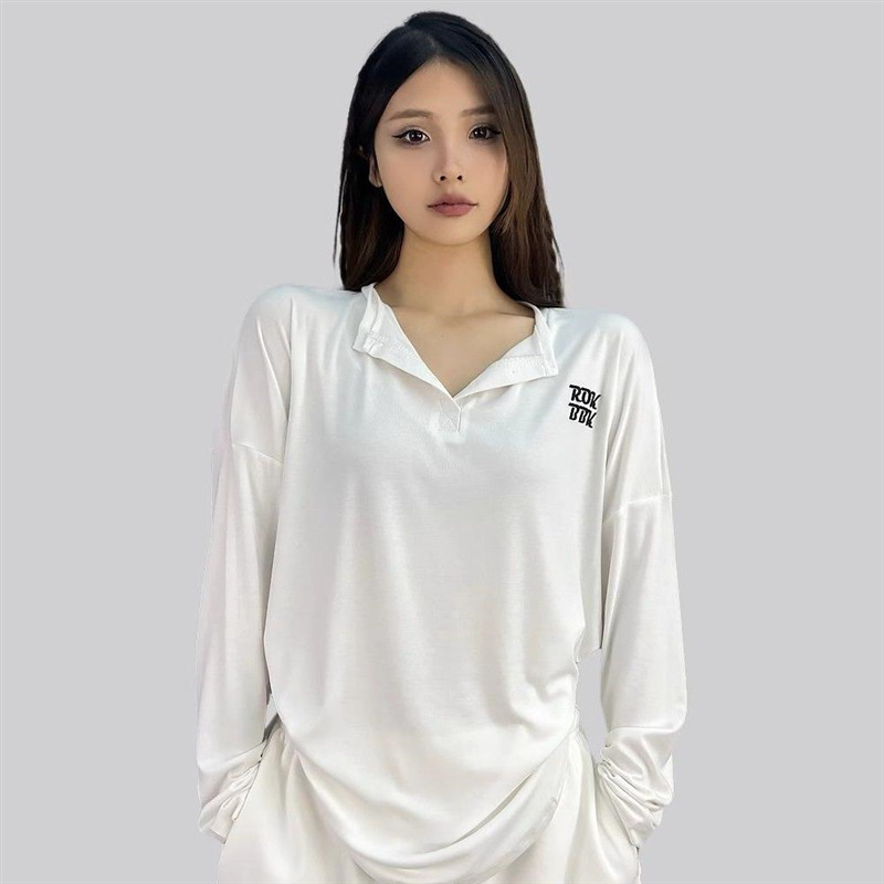 ダンス衣装 襟付き長袖ゆったりダンストップス