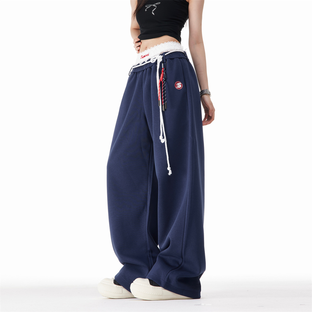 ダンス衣装 ワイドシルエット紐付きストリート風パンツ
