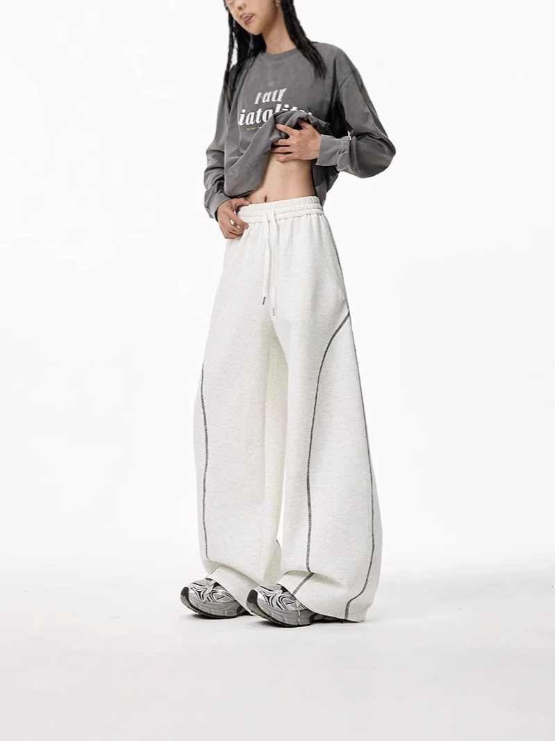 ダンス衣装 配色パイピングワイドシルエットスウェットパンツ