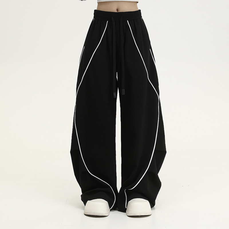 ダンス衣装 曲線配色パイピングワイドバルーンパンツ